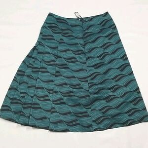 Rope Picnic Skirt Women's Size 6 Casual Stripped Paisley Green Black Midi